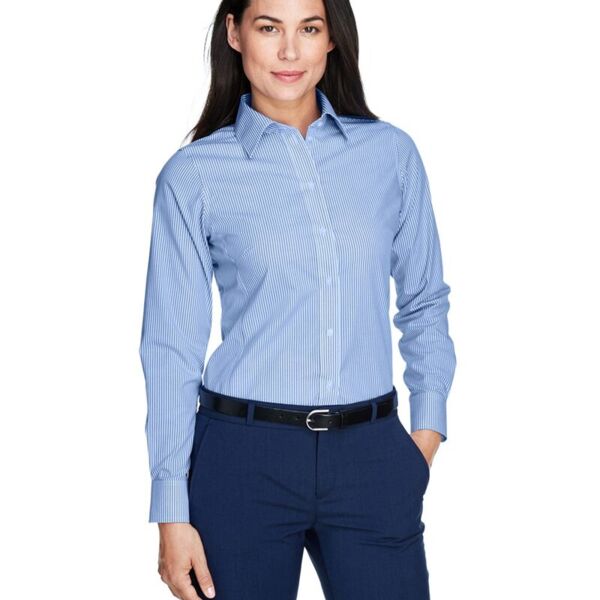 Women's Crown Collection® Banker Stripe Woven Dress Shirt Thumbnail