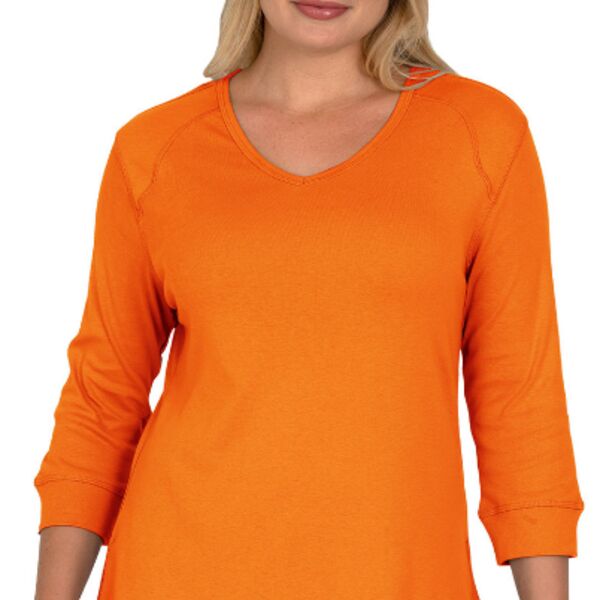 V-Neck 3/4 Sleeve Tunic with Side Slits Thumbnail
